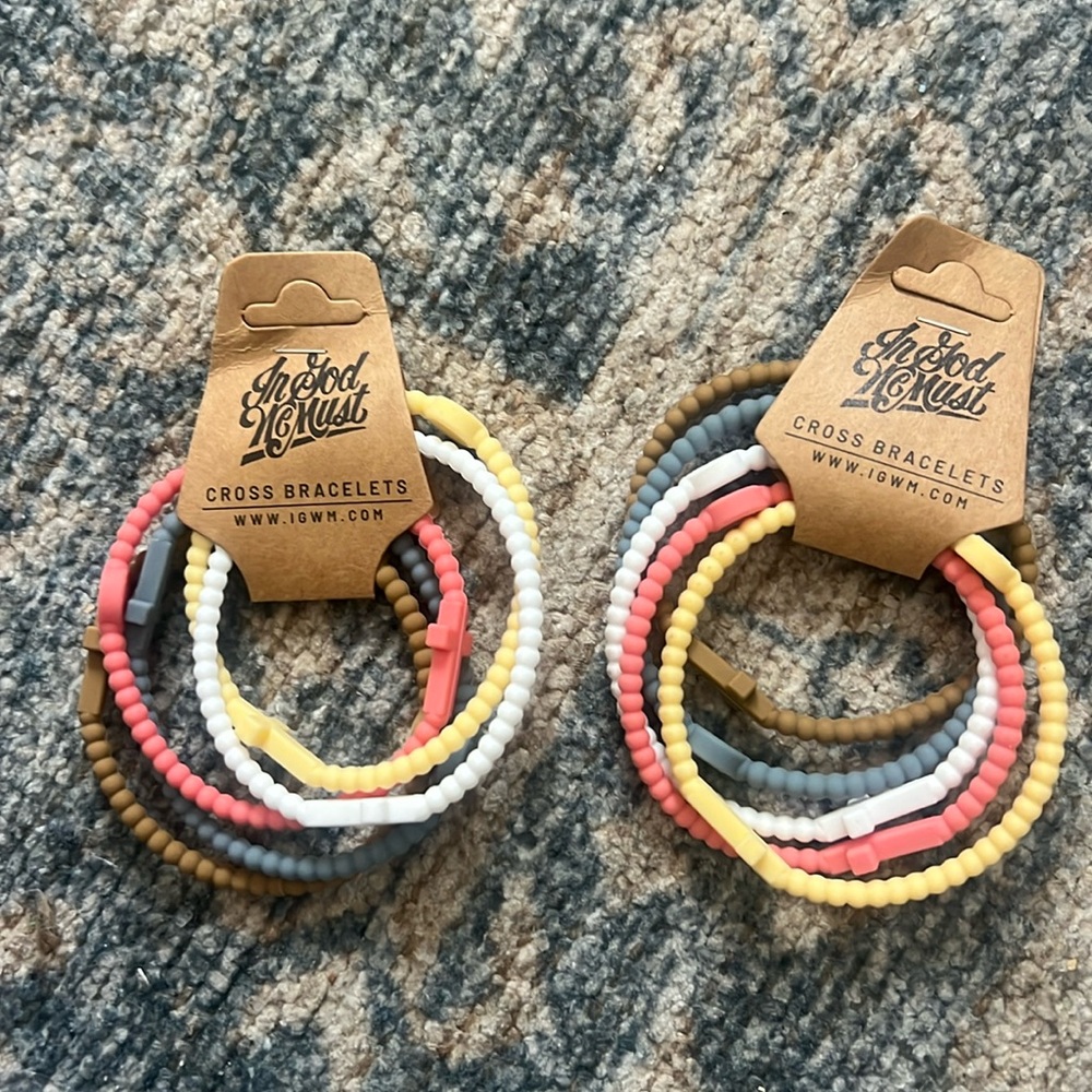 In God We Must Cross Bracelet Silicone religious  Stretchy Bracelet( 2 pack)
